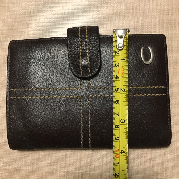 CARVEN Leather BROWN Wallet with button - Picture 7 of 8